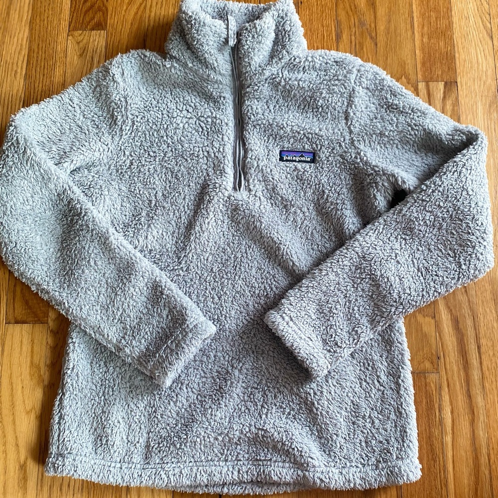 Patagonia Light Gray Sherpa Quarter-Zip Pullover